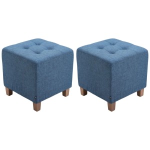 DELUKE 2er Set Sitzhocker CELIS Stoff Blau 45x45x46cm Hocker Schlafzimmer Polsterhocker Wohnzimmer Sitzbank Esszimmer