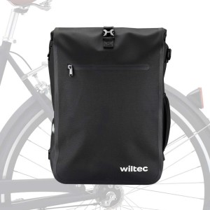 Wiltec Gepäckträgertasche Schwarz 25L Fahrradtasche Rucksack Gepäcktasche