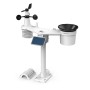 Bresser Solar-WLAN-Wetterstation 4CAST PRO SF 7-in-1, schwarze Windmesser, Regenmesser und Solarpanel.