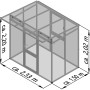 KGT Gewächshaus Santini II small, anthrazit-grau, 2,33x1,50m, mit Tür und Fenster.