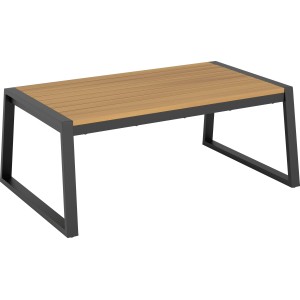 Beistelltisch der Loungegruppe Folkston aus Akazienholz und Aluminium.