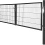 Anthrazitfarbenes Solid Doppeltor aus Stahl mit Doppelstabmatten-Füllung, 100x300 cm.