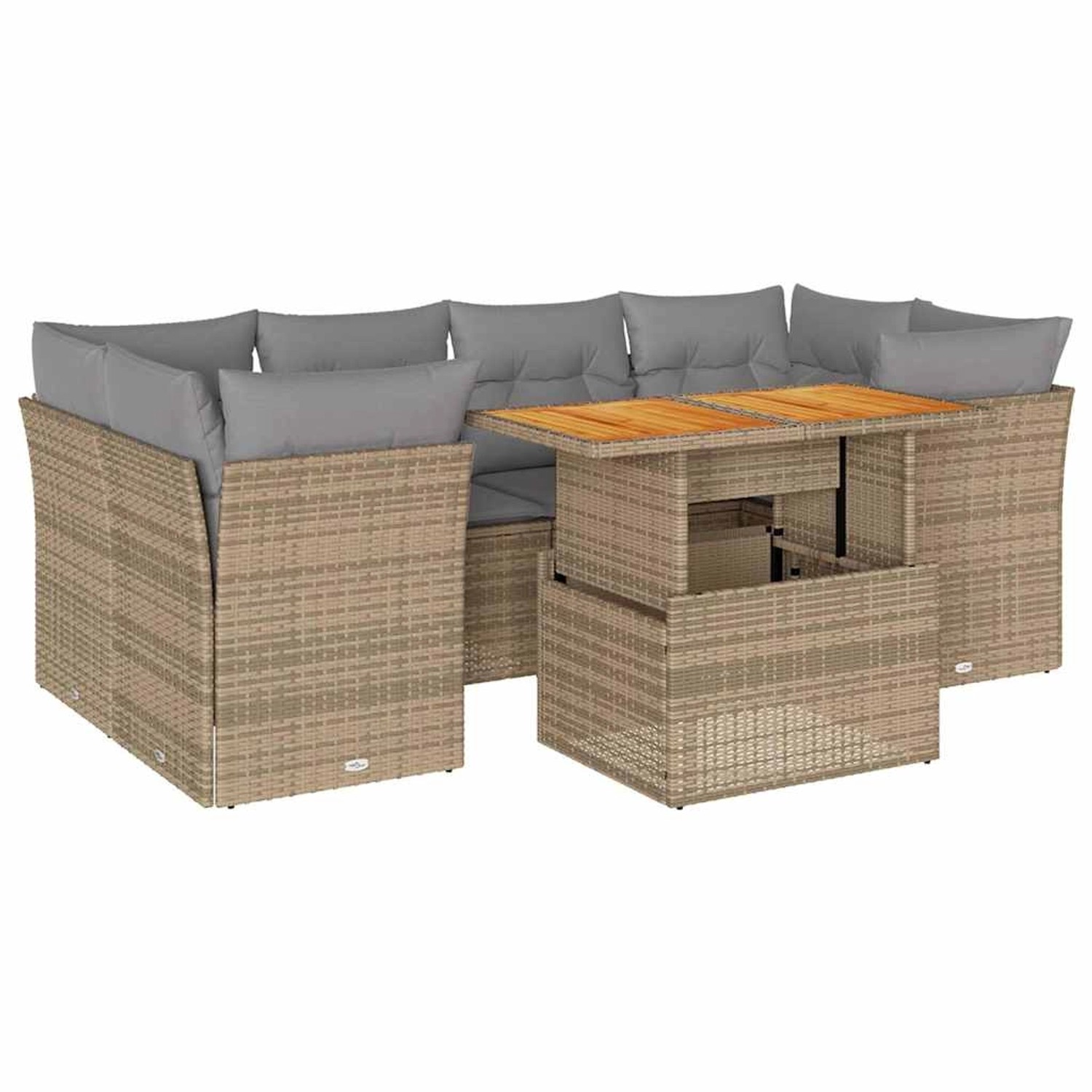 vidaXL 7-Tlg Garten-Sofagarnitur mit Kissen Beige Poly Rattan 3326894 günstig online kaufen