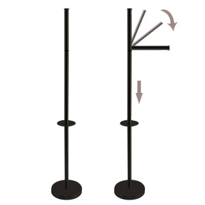 Schwarzer MSV Toilettenpapierhalter aus Edelstahl, freistehend mit Rollenreserve.