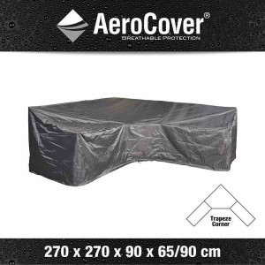 Aerocover Schutzhülle für Eck-Lounge, 270x270 cm, Anthrazit. Atmungsaktive Abdeckung für Gartenmöbel.