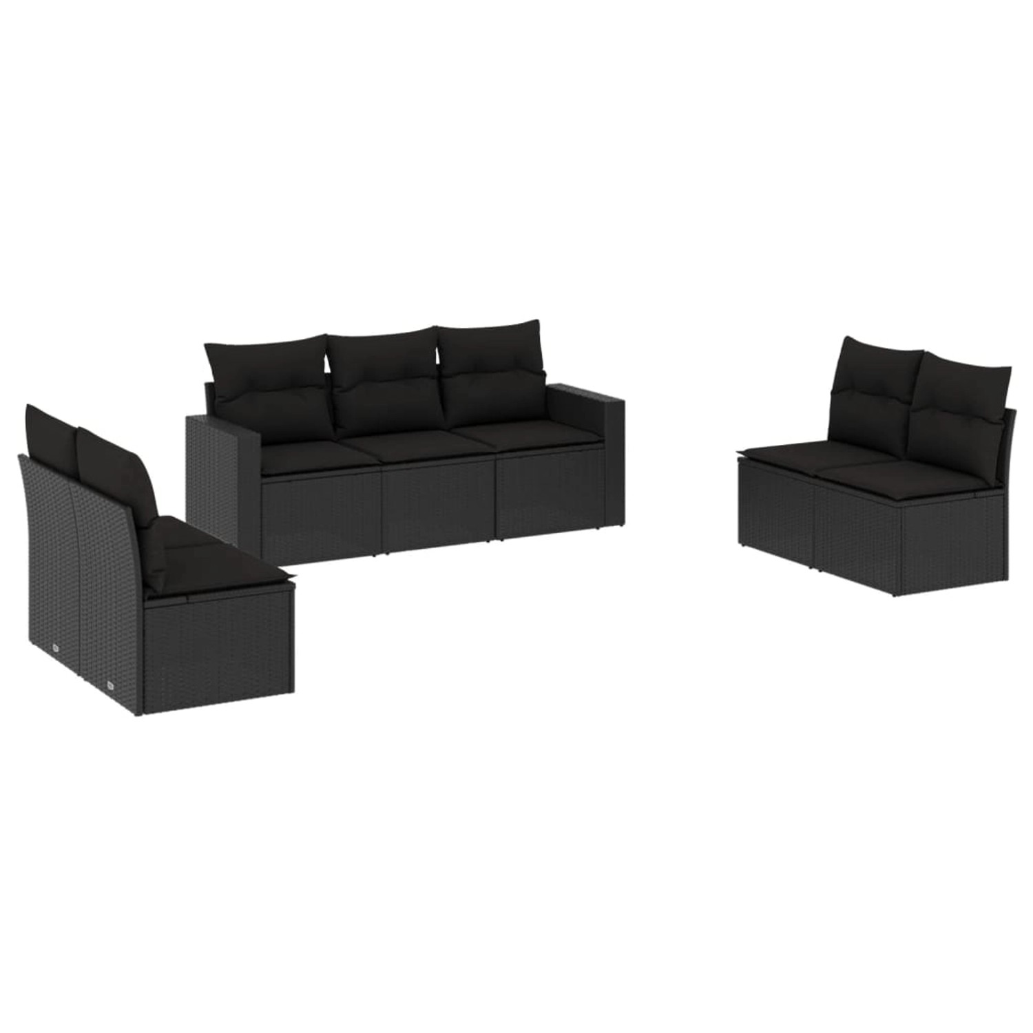 vidaXL 7-tlg Garten-Sofagarnitur mit Kissen Schwarz Poly Rattan Modell 93 günstig online kaufen