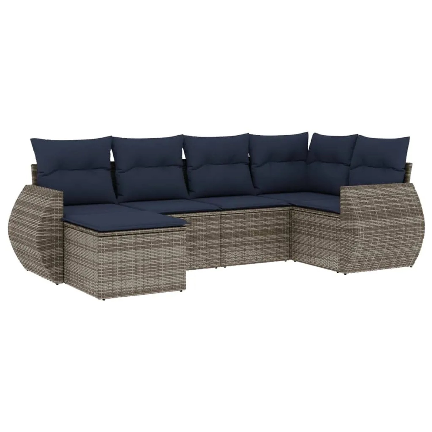 vidaXL 6-Tlg Gartensofa-Set mit Kissen Grau Polyrattan 3221660