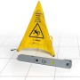 Gelbes, faltbares Warnschild "Achtung Rutschgefahr" mit Transportetui.