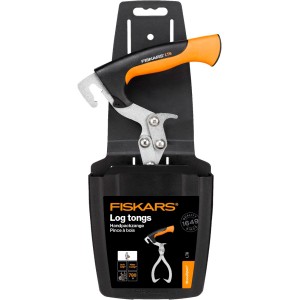 Fiskars WoodXpert Handpackzange mit Köcher zum Anheben und Transportieren von Holzstämmen.