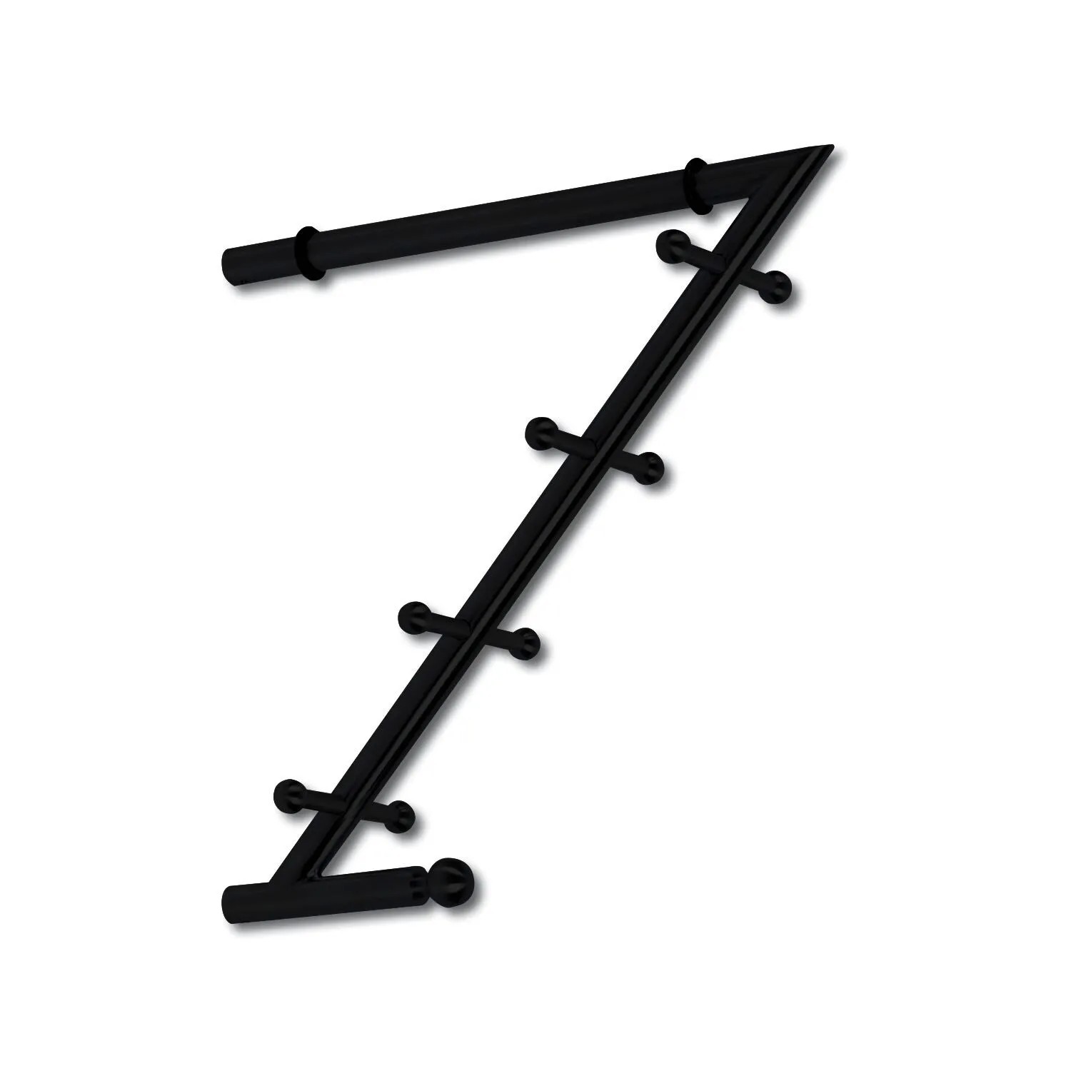 Technik Team Garderobenarm Month Höhe 285 mm Eisen Schwarz Matt mit 4 Doppelhaken