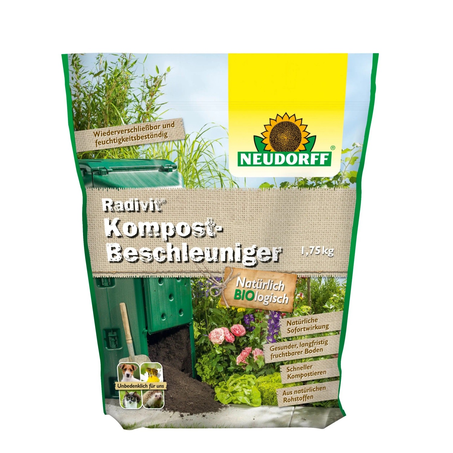 Neudorff Kompostbeschleuniger Radivit 1,75 kg, mit KompostBeschleuniger, (Einzelpackung, Beschleunigt die Kompostierung mit Mikroorganismen und Pilzen), Kompostbeschleuniger mit lebenden Mikroorganismen und Pilzen