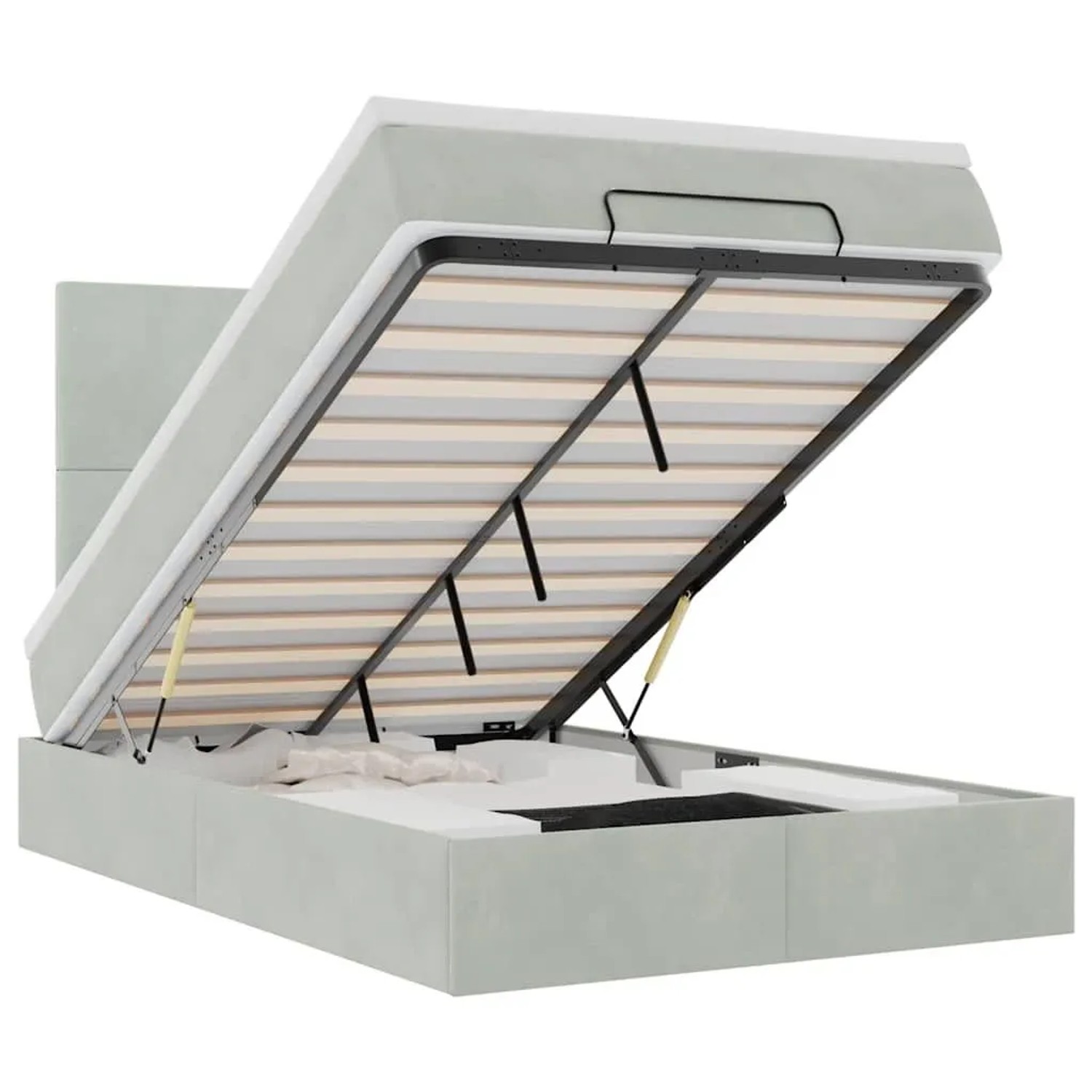 vidaXL Ottoman-Bett mit Matratzen Hellgrau 120x190 cm Samt 3313385