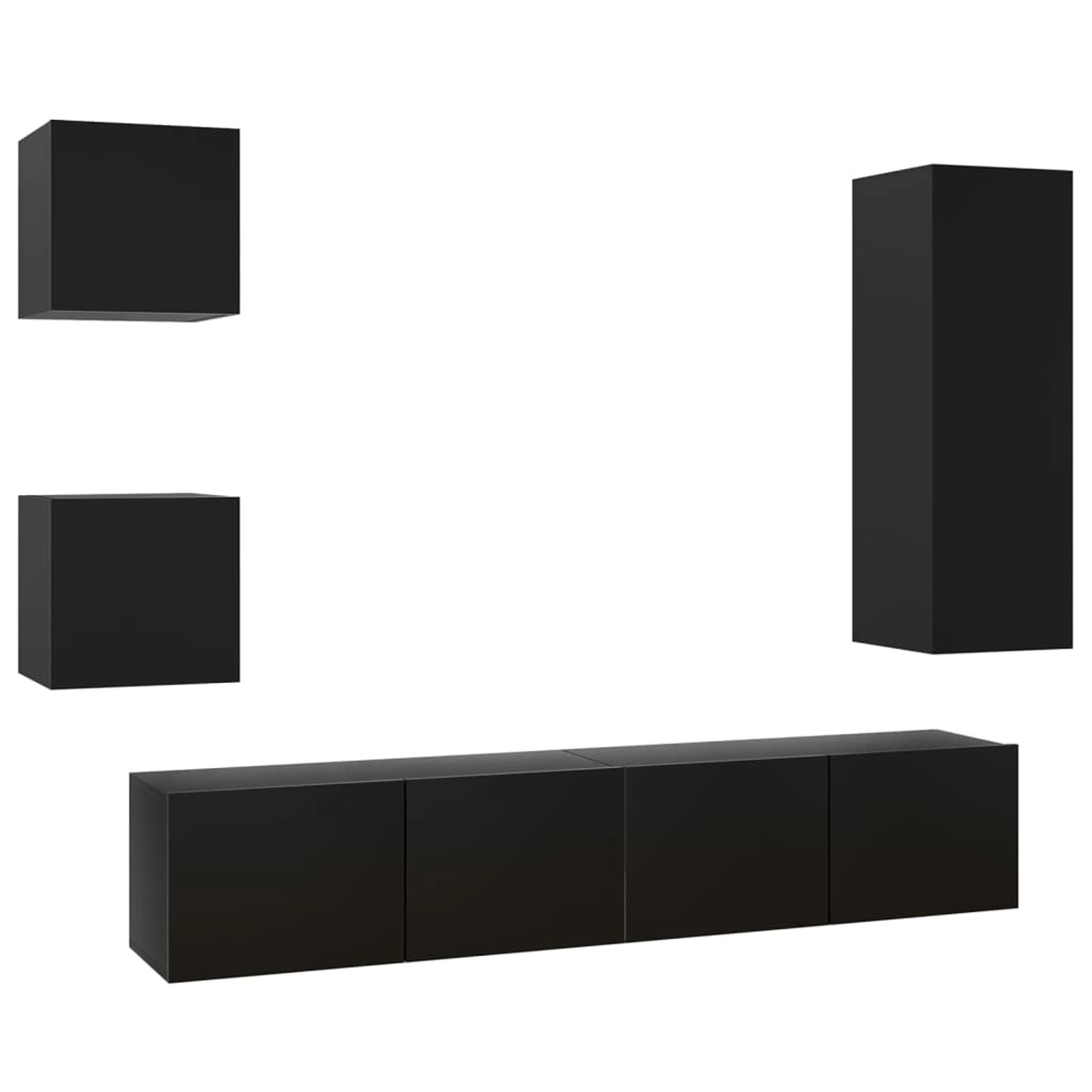 vidaXL 5-Tlg TV-Schrank-Set Schwarz Holzwerkstoff 3078801 günstig online kaufen
