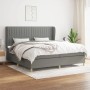 Dunkelgraues vidaXL Boxspringbett 200x200 cm mit Stoffbezug, inklusive Matratze und Kopfteil.
