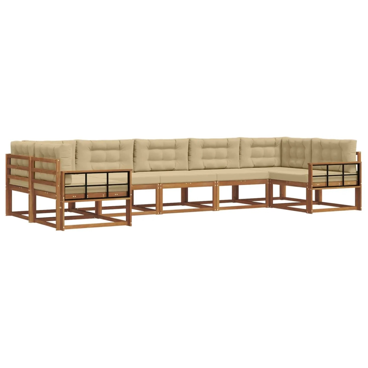 vidaXL Outdoor-Sofagarnitur mit Kissen 7-Tlg Natur und Beige 3368116