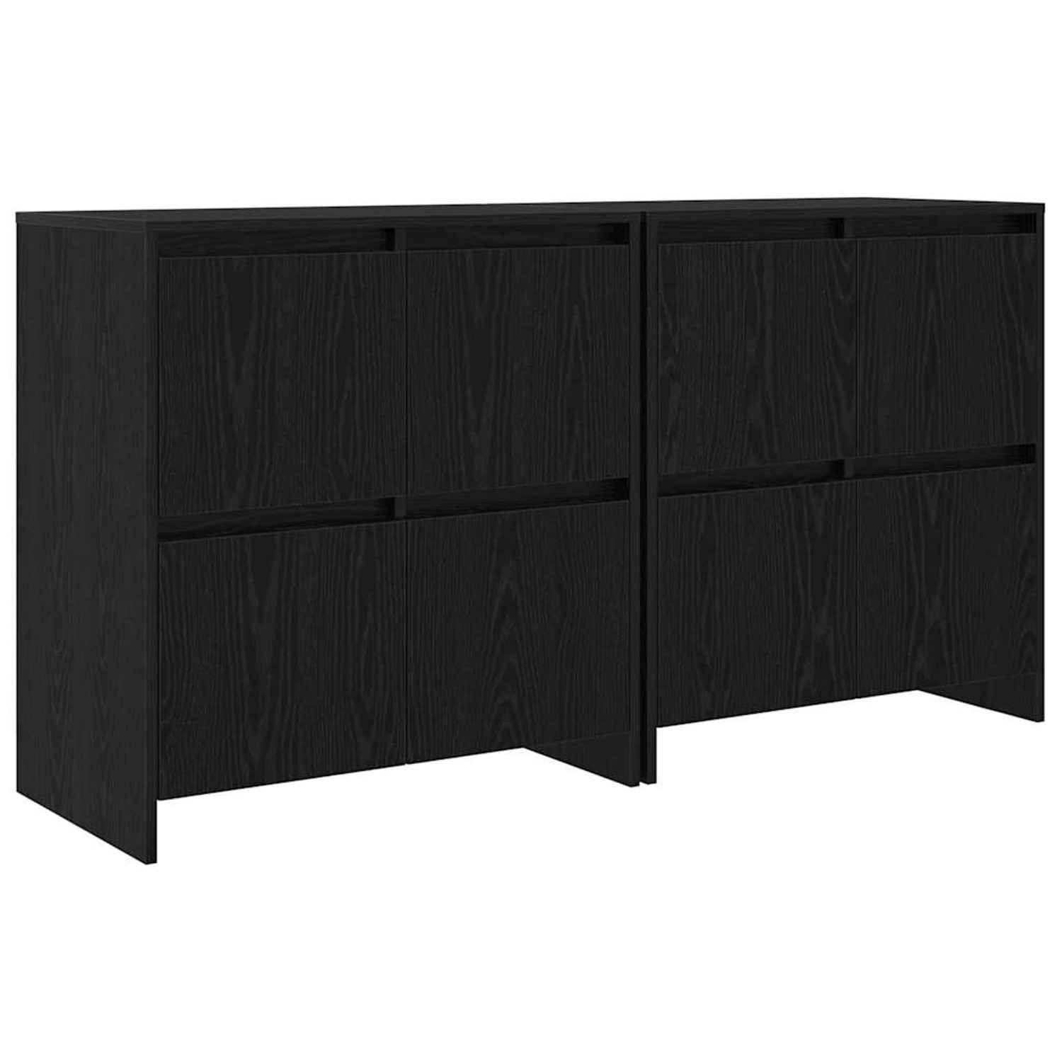 vidaXL Sideboards 2 Stk Schwarz Eichen-Optik 70 x 41 x 75 cm 3393514