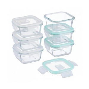 Relaxdays Glasbehälter mit Deckel Glas Transparent Luftdicht 6 x 320 ml