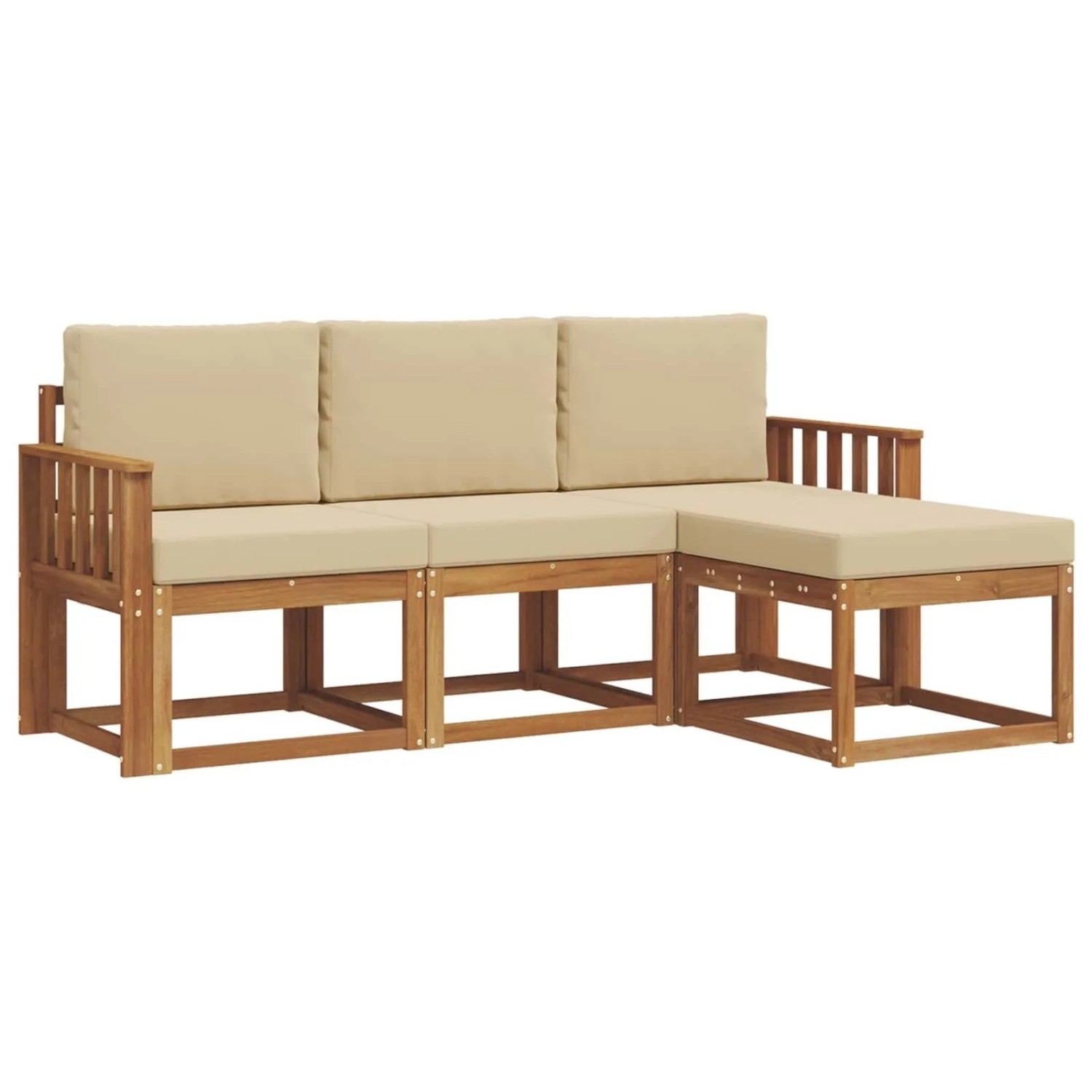 vidaXL Outdoor-Sofagarnitur mit Kissen 4 Stk Natur und Beige 3366216