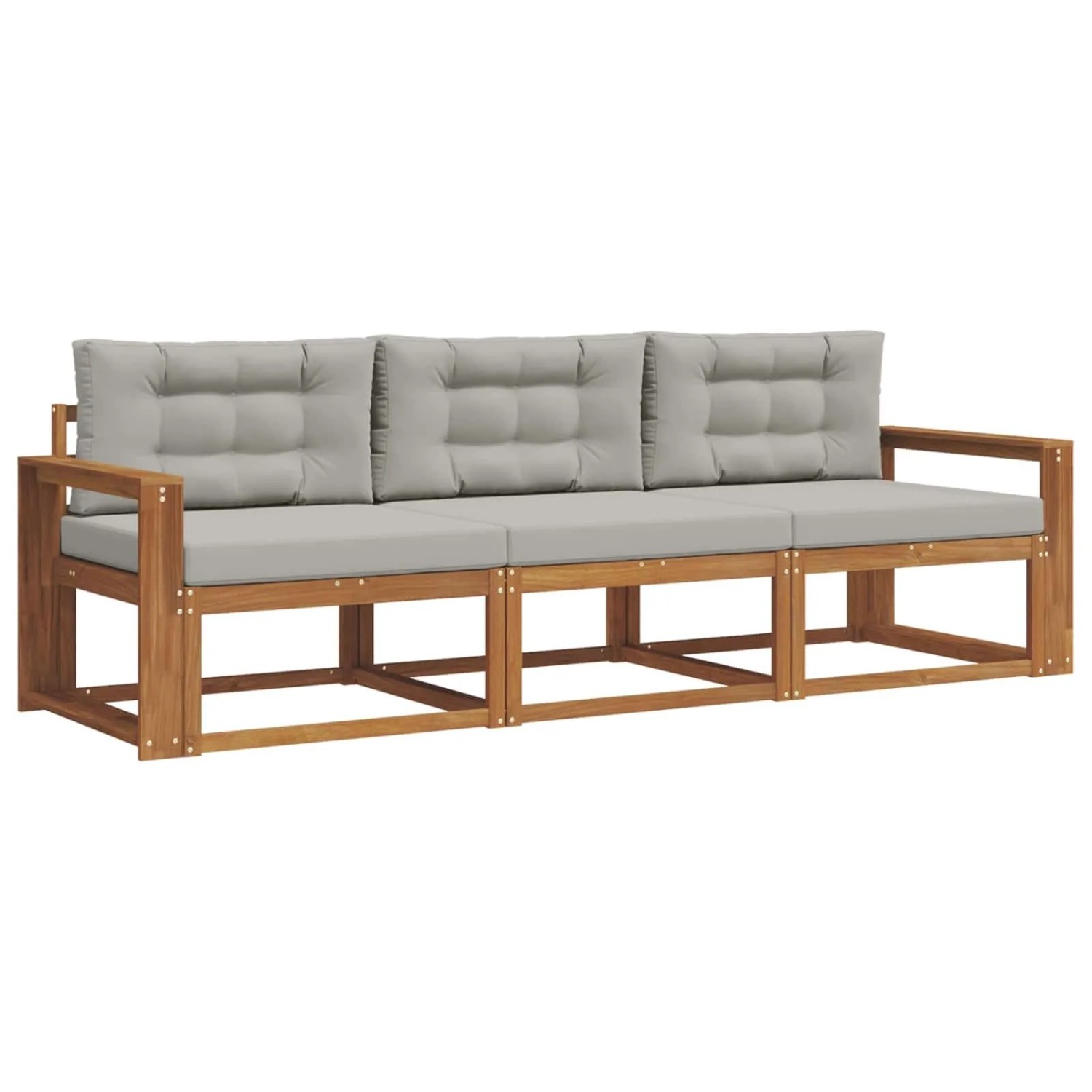 vidaXL Outdoor-Sofagarnitur mit Kissen 3-Tlg Natur und Hellgrau 3367129