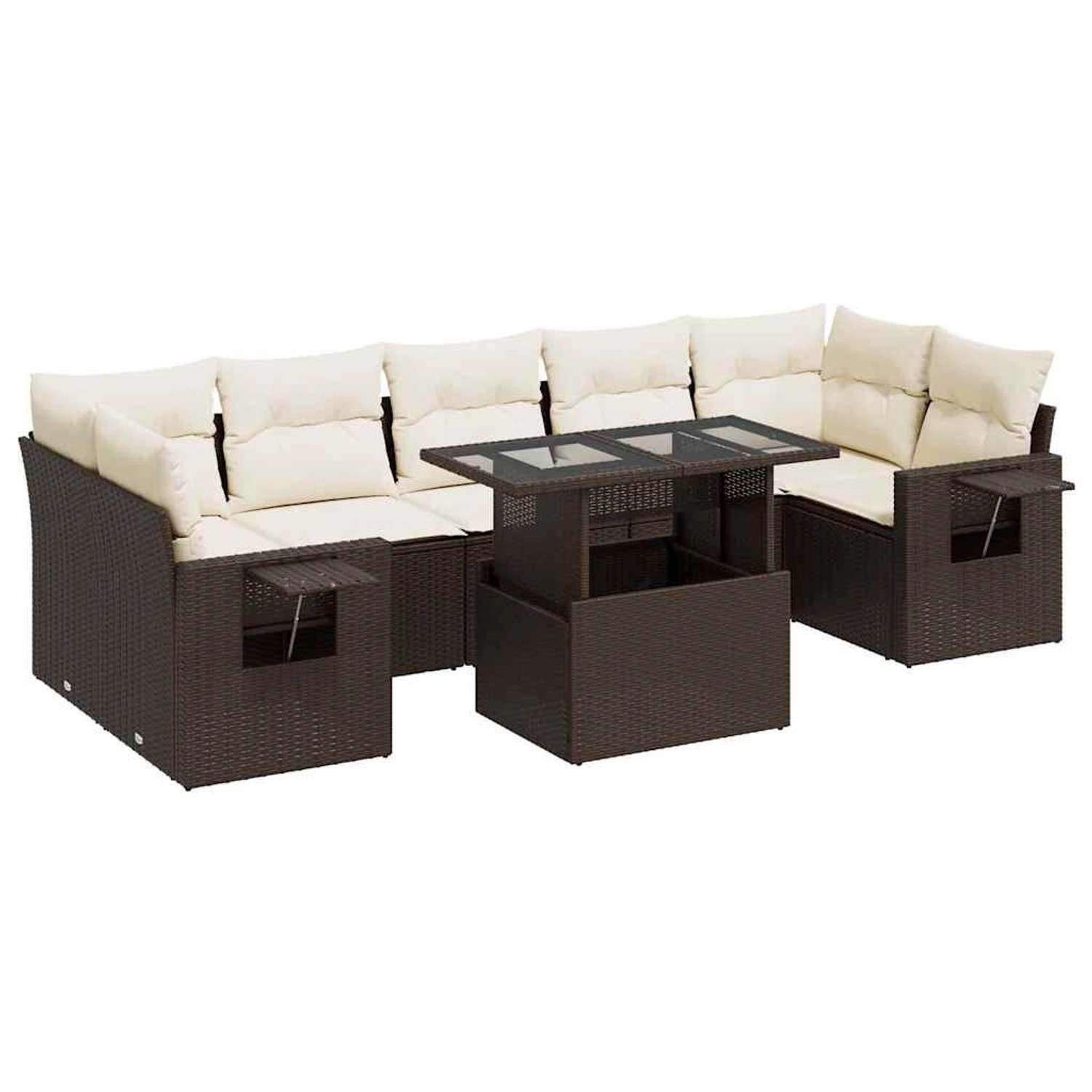 vidaXL 8-Tlg Garten-Sofagarnitur mit Kissen Braun Poly Rattan 3326444 günstig online kaufen