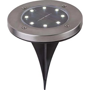 Globo LED-Solarleuchte mit Erdspieß, Edelstahl, 2er-Set. Solar-Bodenstrahler für den Garten.