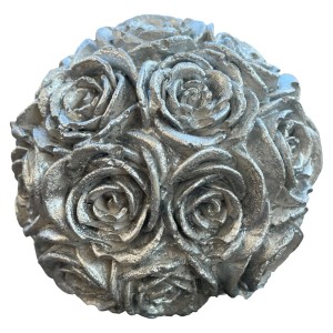 ZGM Beton Rosenkugel mit silberner Patina