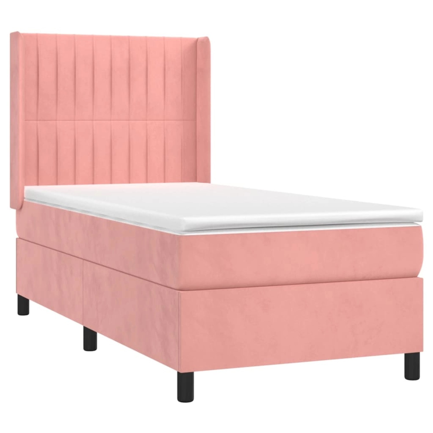 vidaXL Boxspringbett mit Matratze & LED Rosa 90x200 cm Samt 3139666 günstig online kaufen