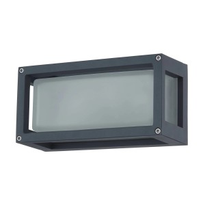 Moderne, schwarze Lucande Außenwandleuchte Aurelien aus Aluminium mit E27 Fassung und Spritzwasserschutz.