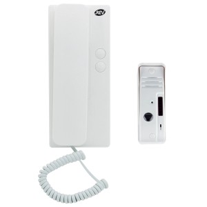 REV Türsprechanlage mit weißer Innen- und Außenstelle, Türöffnerfunktion.