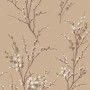 Laura Ashley Vliestapete Pussy Willow Natural mit Weidenkätzchen-Muster.
