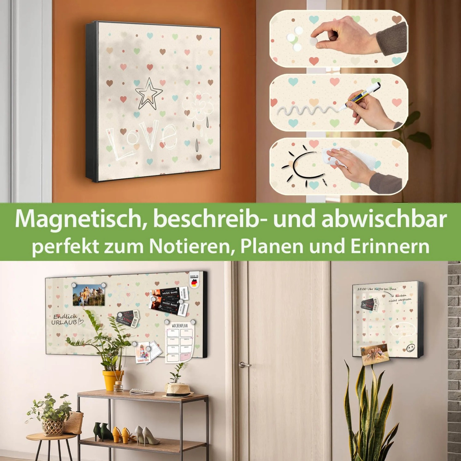 Banjado Schlüsselkasten groß Glas Schwarz Magnetisch 30 x 30 cm 50 Haken kaufen bei OBI