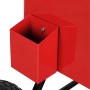 Detailaufnahme: Roter Axi Bollerwagen Kühlbox mit Flaschenöffner-Auffangbehälter.