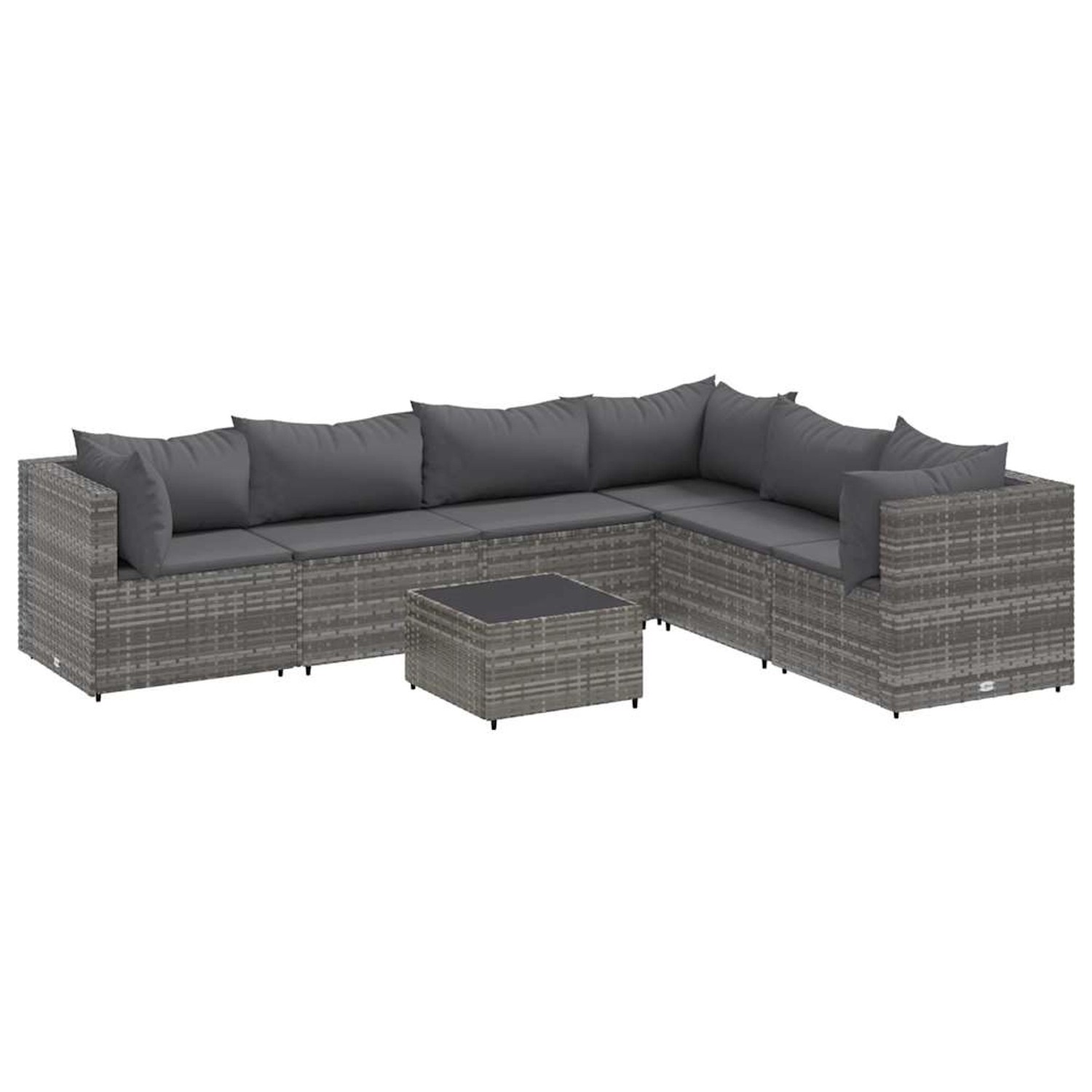 vidaXL 7-tlg Garten-Lounge-Set mit Kissen Grau Poly Rattan Modell 92 günstig online kaufen