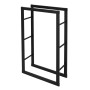 Schwarzes, rechteckiges Kaminholzregal (60x100x25cm) von ML-Design aus Metall für Innen und Außen.