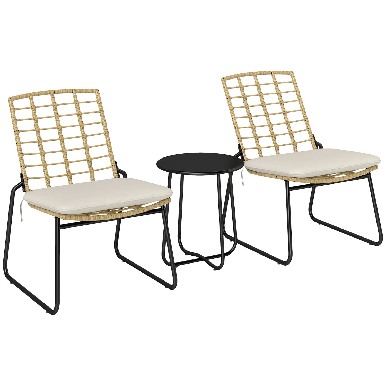 Outsunny Balkonmöbel Set Stahl  PE-Rattan 56L x 67B x 78H cm Beige günstig online kaufen