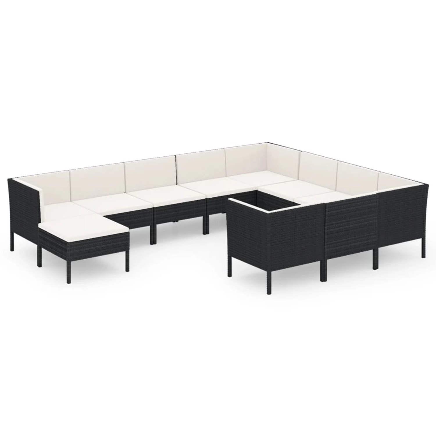 vidaXL 11-tlg Garten-Lounge-Set mit Auflagen Poly Rattan Schwarz Modell 16