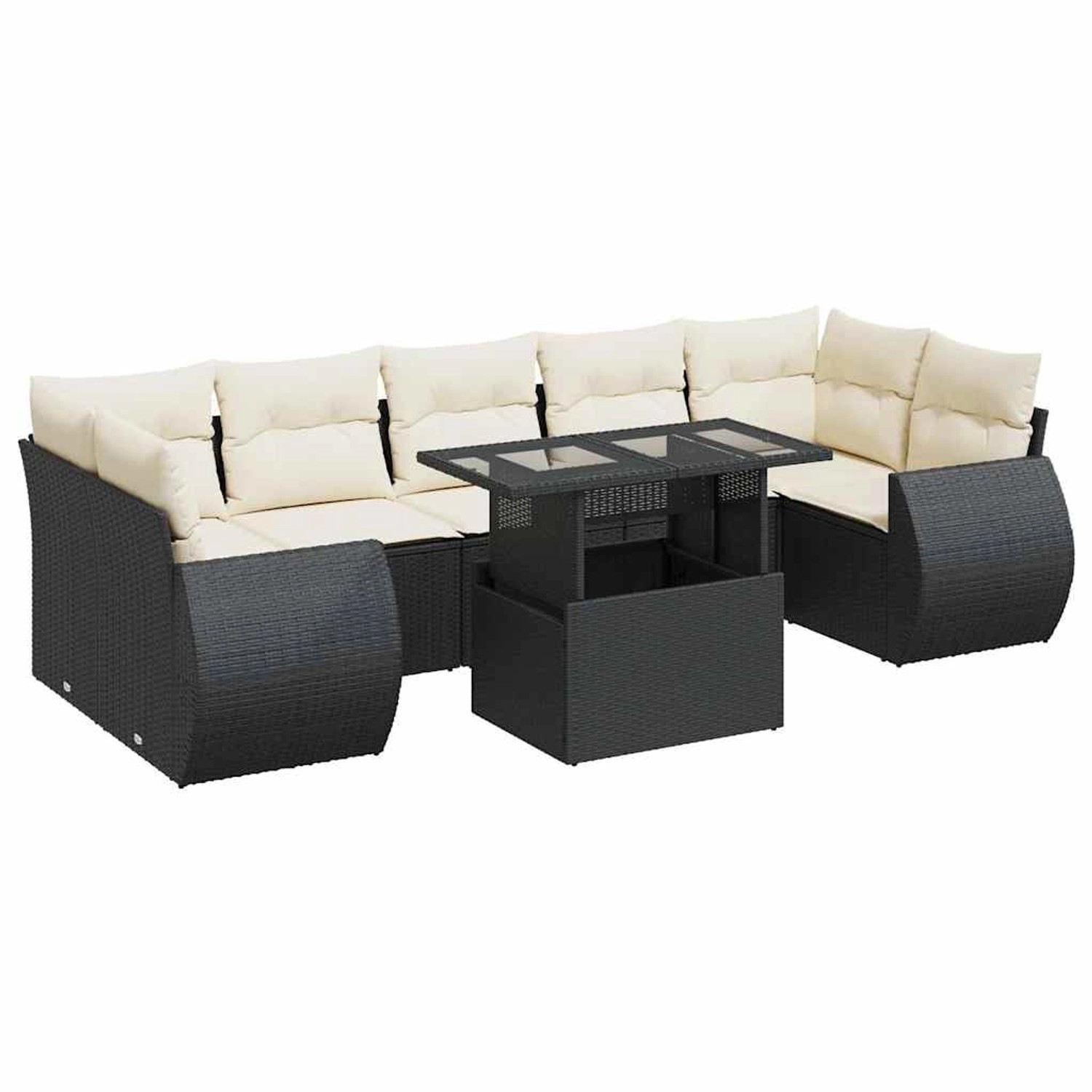 vidaXL 8-Tlg Garten-Sofagarnitur mit Kissen Schwarz Poly Rattan 3326597 günstig online kaufen