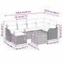 vidaXL Garten-Sofa-Set, 7-teilig, schwarz/weiß, mit Maßangaben für Planung.