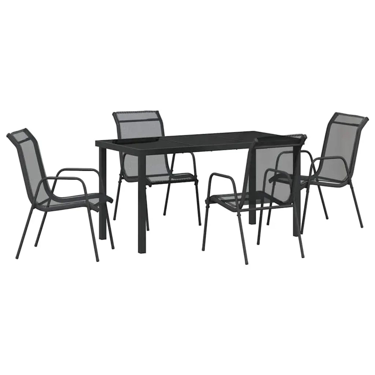 VidaXL Garten Essgruppe 5-Tlg Schwarz Textilene Und Stahl 3379137