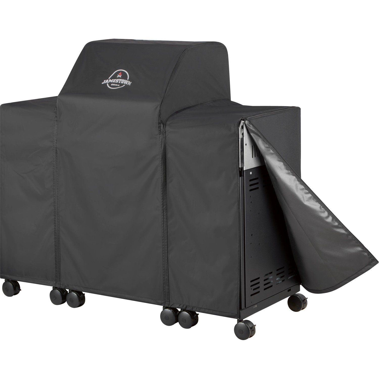 Schwarze Jamestown Grill-Abdeckhaube für 2-Brenner Gasgrill Knox mit/ohne Unterschrank.
