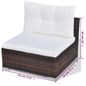 vidaXL Gartenmöbel: Braunes Rattan Lounge-Set Eckteil mit cremeweißen Auflagen.