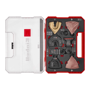 Einhell Multitool-Set, 70-teilig im XXL-Case mit Sägeblättern und Schleifpapier für Multifunktionswerkzeuge.