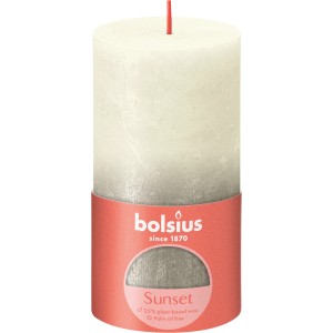 Bolsius Rustik-Kerze Sunset, 130/68 mm, Perle-Champagner. Stumpenkerze mit Metallic-Effekt.