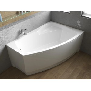 Weiße Acryl Eckbadewanne FRIDA 140x90 für rechte Ecke mit Ablauf. Modernes Design für Ihr Badezimmer.