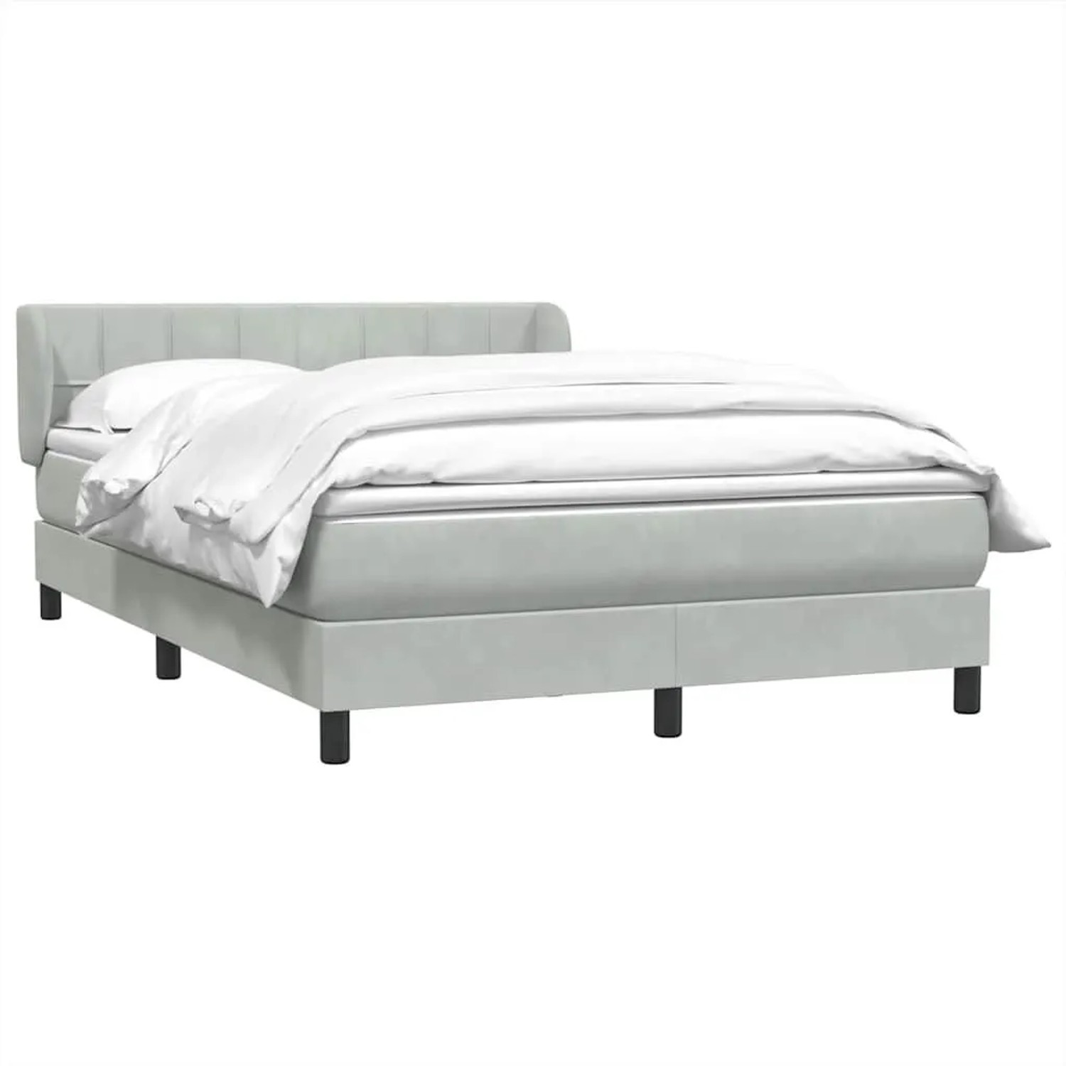 vidaXL Boxspringbett mit Matratze Hellgrau 160x220 cm Samt 3317571