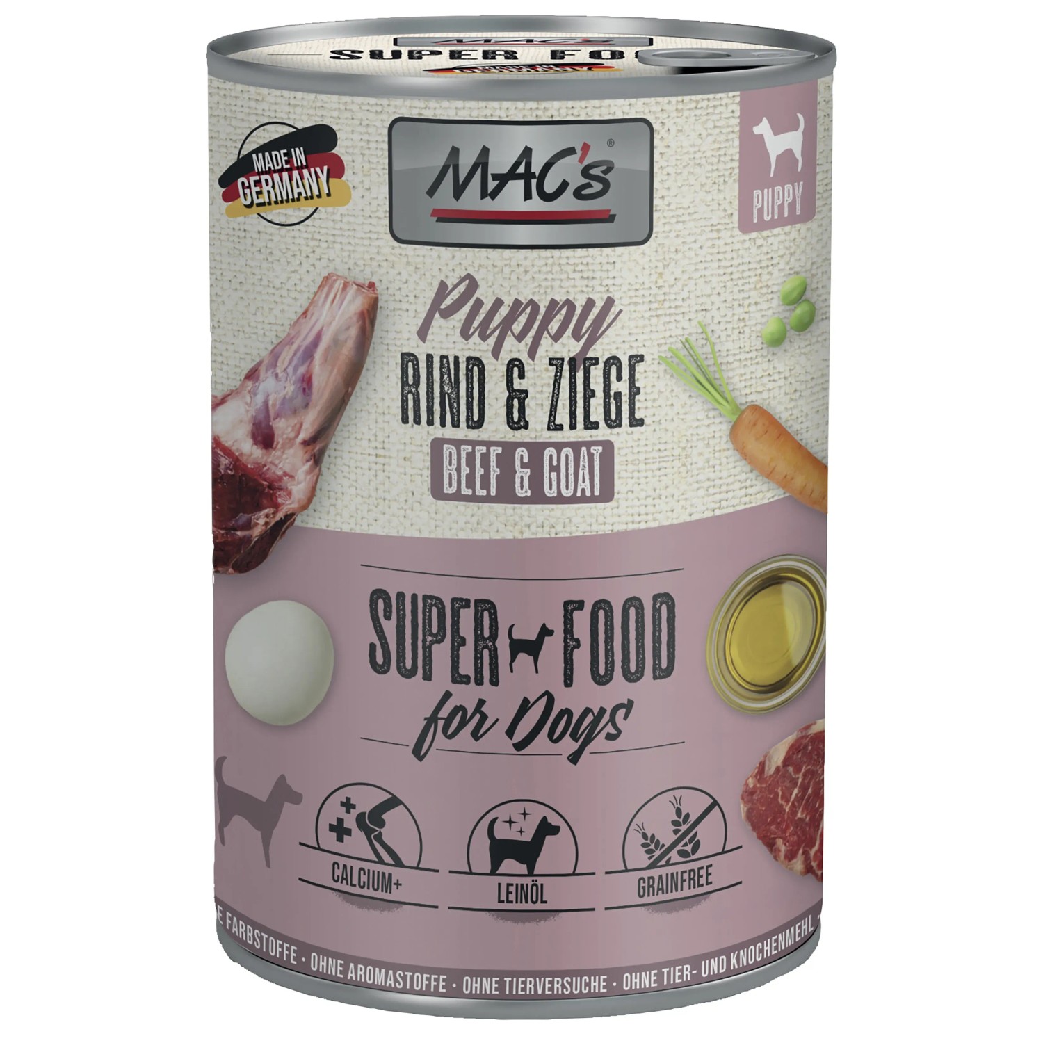 Mac's Dog Hunde-Nassfutter Puppy Rind & Ziege 400 g