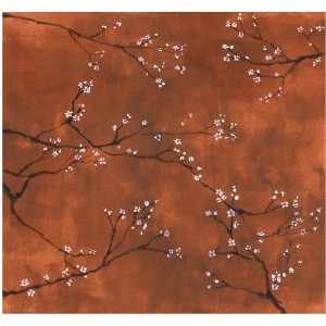 Art for the Home Fototapete: Chinesische Blüten auf Terra-Hintergrund.