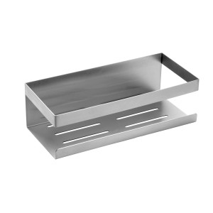 Schöner Wohnen Wandablage Meleto aus Edelstahl, matte Optik mit Wasserablauf.