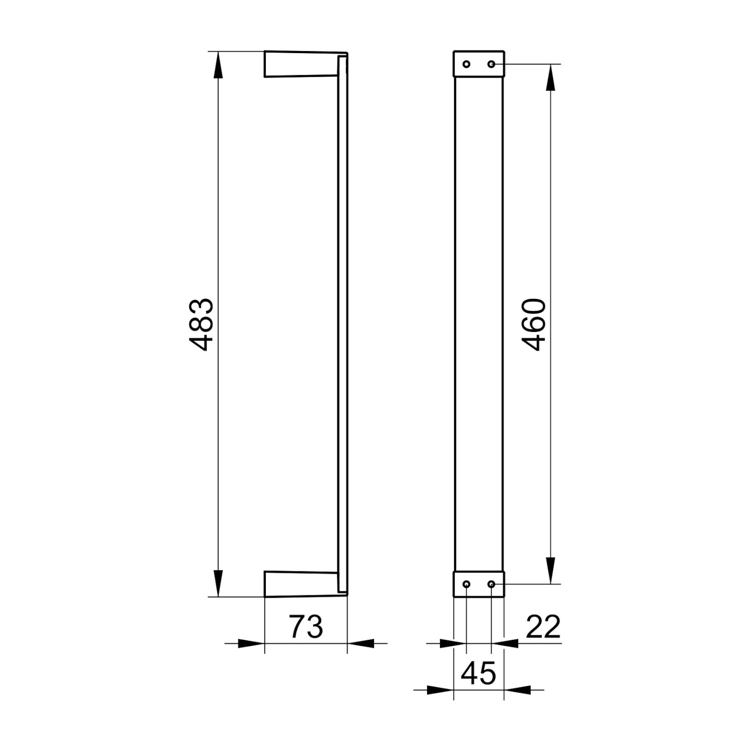 Technische Zeichnung: Keuco Edition 11 Handtuchhalter für Gästehandtücher, verchromt, Maße.