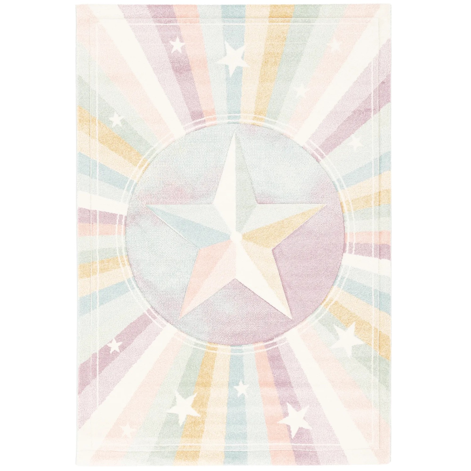 Bunter Kinderteppich mit Sternenmotiv, Pergamon Maui Kids Rainbow Star, 120x170 cm.